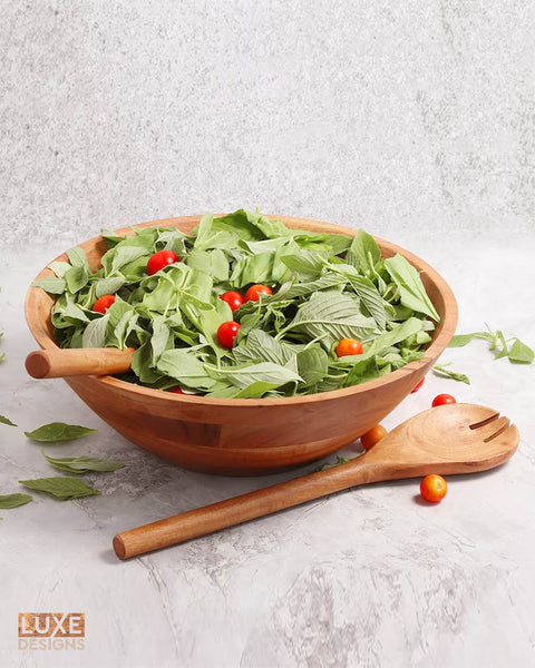 Natural Handcrafted Acacia Wood Salad Bowl
