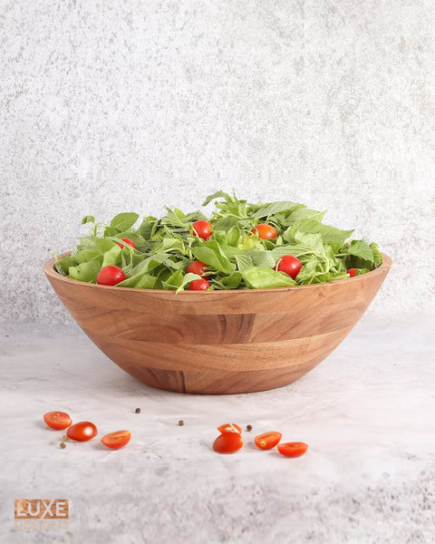 Natural Handcrafted Acacia Wood Salad Bowl