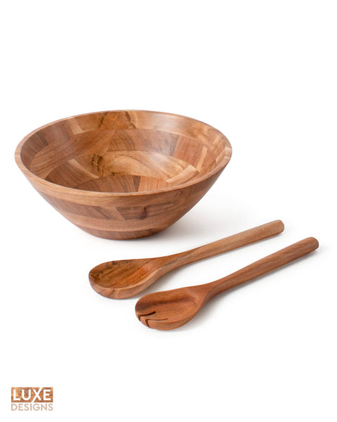 Natural Handcrafted Acacia Wood Salad Bowl
