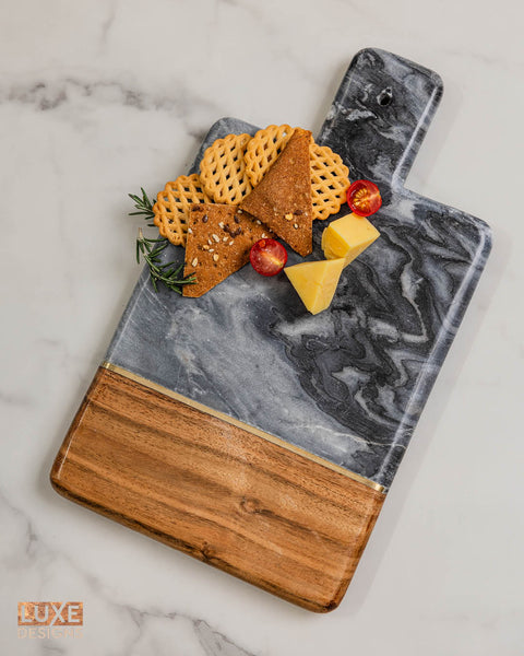 Black Marble and Wood PaddleBoard Cheeseboard
