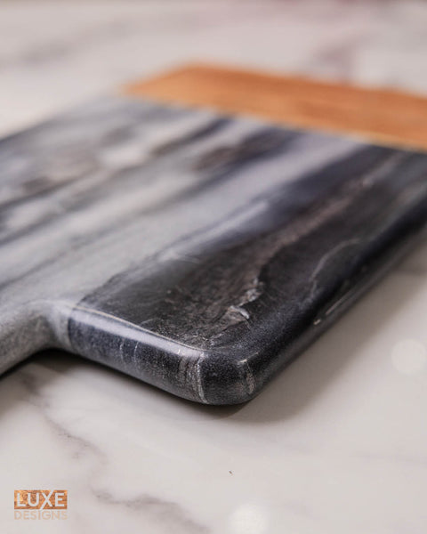 Black Marble and Wood PaddleBoard Cheeseboard