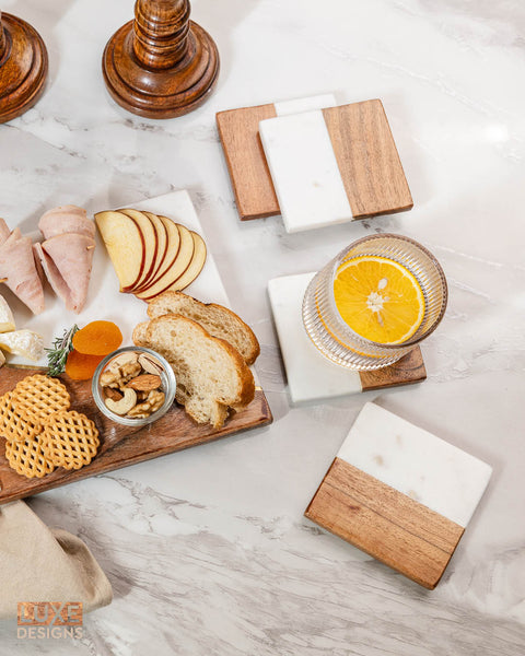 Rectangle Marble and Wood Cheeseboard
