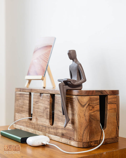 Cable Organizer Box - Handcrafted Acacia Wood