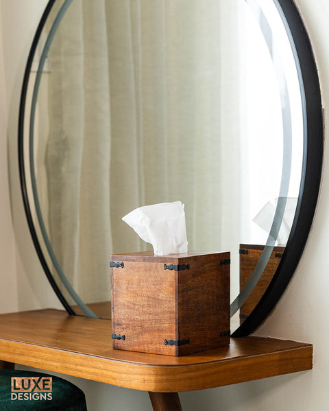 Rustic Mango Wood Tissue Dispenser - Square