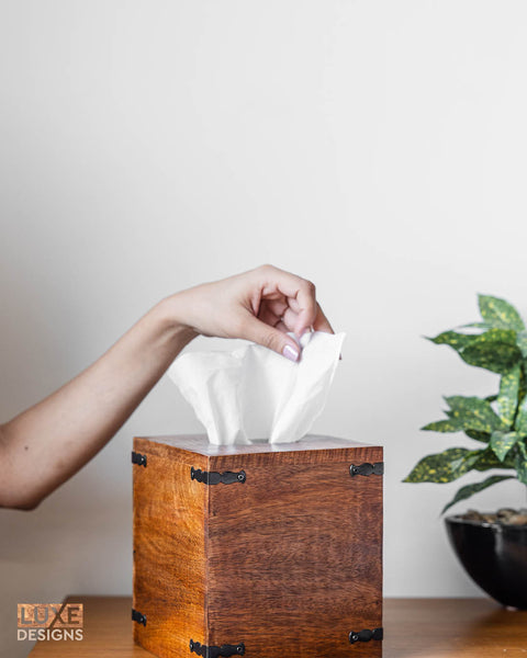 Rustic Mango Wood Tissue Dispenser - Square