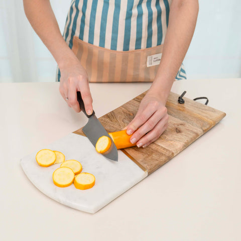 Cheese & Charcuterie Board | Mango Wood & White Marble Serving Board