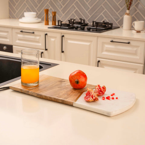Cheese & Charcuterie Board | Mango Wood & White Marble Serving Board