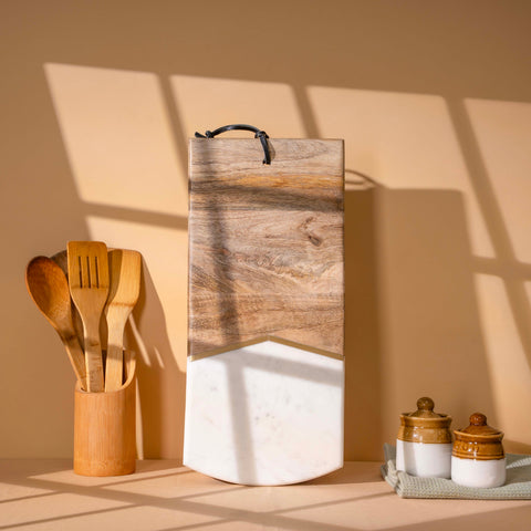 Cheese & Charcuterie Board | Mango Wood & White Marble Serving Board