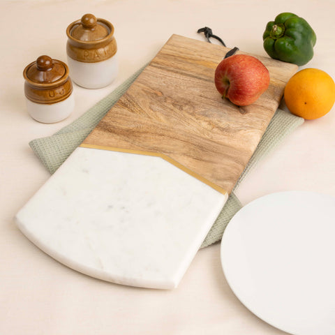 Cheese & Charcuterie Board | Mango Wood & White Marble Serving Board