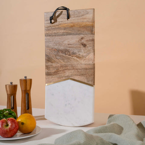 Cheese & Charcuterie Board | Mango Wood & White Marble Serving Board