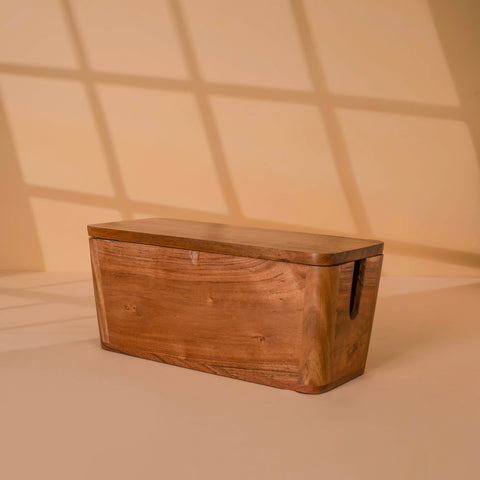 Extra Large Cable Management Box – Handmade Mango Wood Cord Organizer & Power Strip Cover