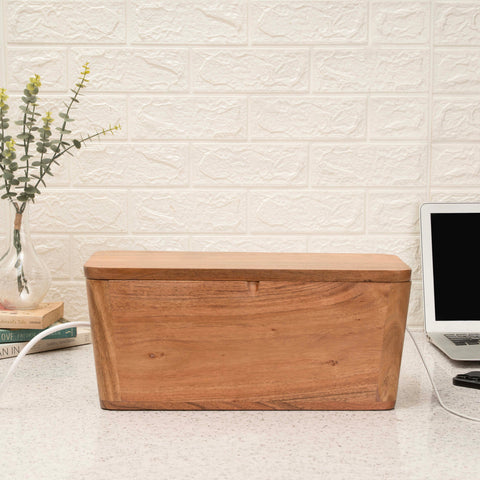 Extra Large Cable Management Box – Handmade Mango Wood Cord Organizer & Power Strip Cover