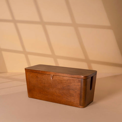 Extra Large Cable Management Box – Handmade Acacia Wood Cord Organizer & Power Strip Cover
