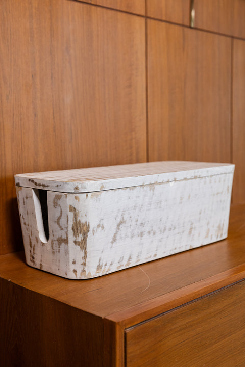 Cable Management Box - White Mango Wood