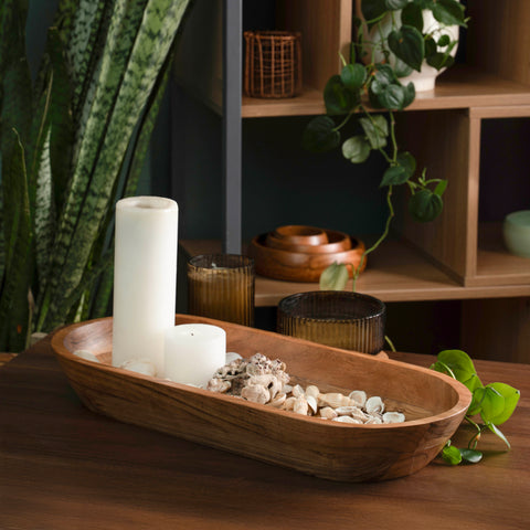 Wooden Dough Bowl - Large Natural Acacia Wood