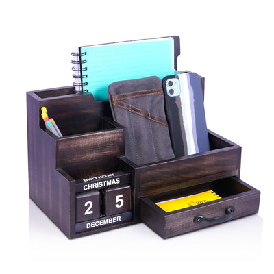 Wood Desk Organizer with Calendar Cubes, A