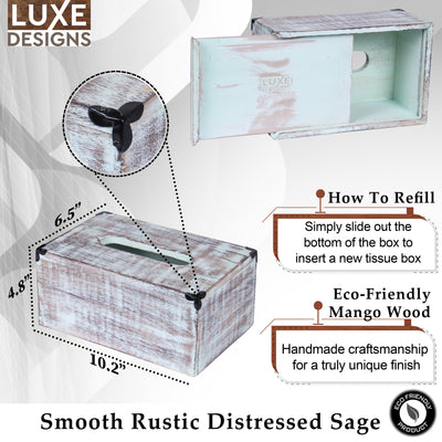 Rustic Distressed Mango Wood Tissue Dispenser - Rectangle