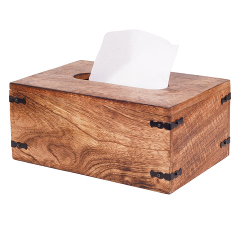 Rustic Natural Mango Wood Tissue Dispenser - Rectangle