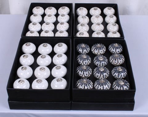 Off White Floral Ceramic Cabinet Knobs (IND-KnobFL, IND-KnobFL24)