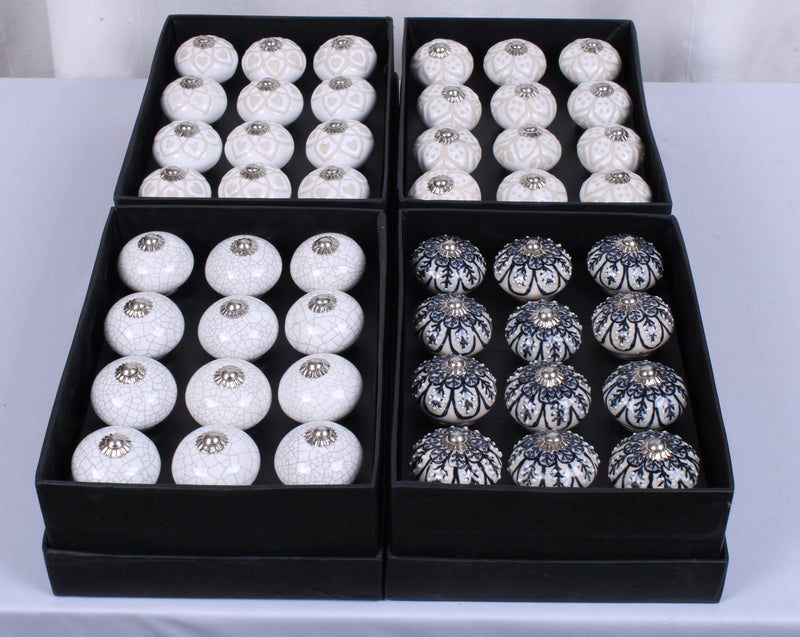 Off White Floral Ceramic Cabinet Knobs