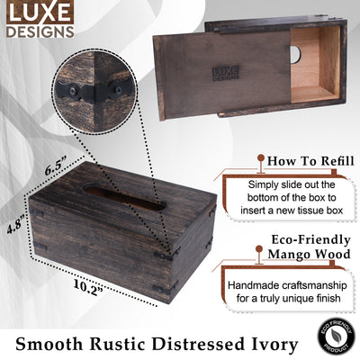 Rustic Dark Mango Wood Tissue Dispenser ~ Rectangle