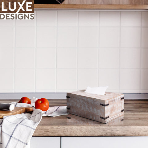 Rustic White Mango Wood Tissue Dispenser - Rectangle