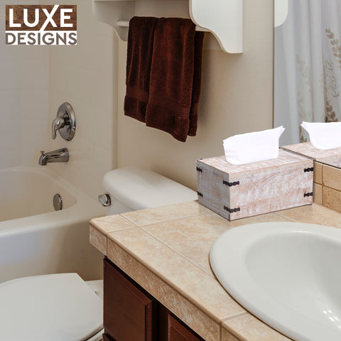Rustic White Mango Wood Tissue Dispenser - Rectangle