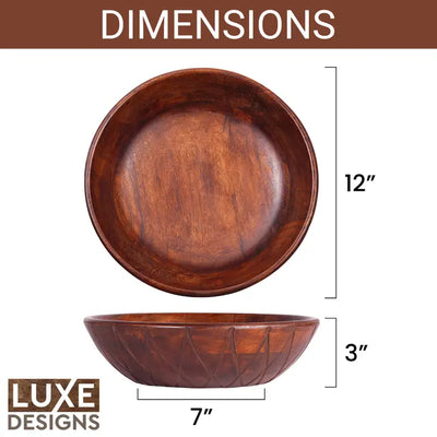 Round Wood Modern Rustic Decorative Bowl 12 inch –  Acacia