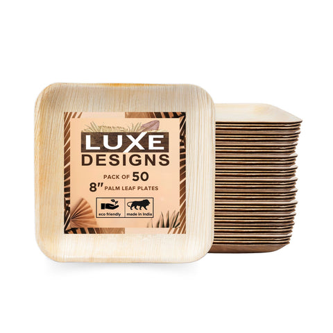 LuxeDesigns Disposable 8 Inch Palm Leaf Plate