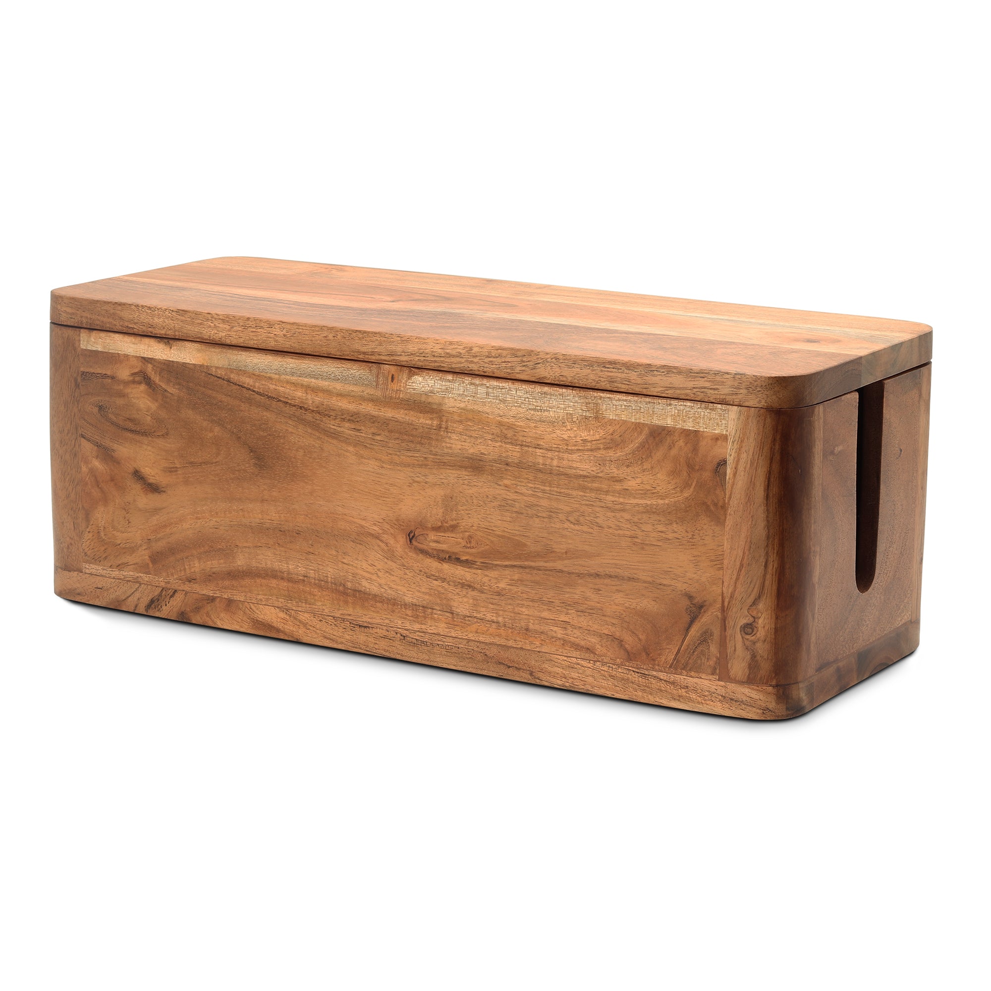 Cable Management and Power Strip Box - Acacia Wood( IND-NatAcaciaBox )