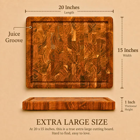 Personalized XL End Grain Butcher Block Cutting Board and Charcuterie Platter, Custom Engraved Wedding and Anniversary Gift