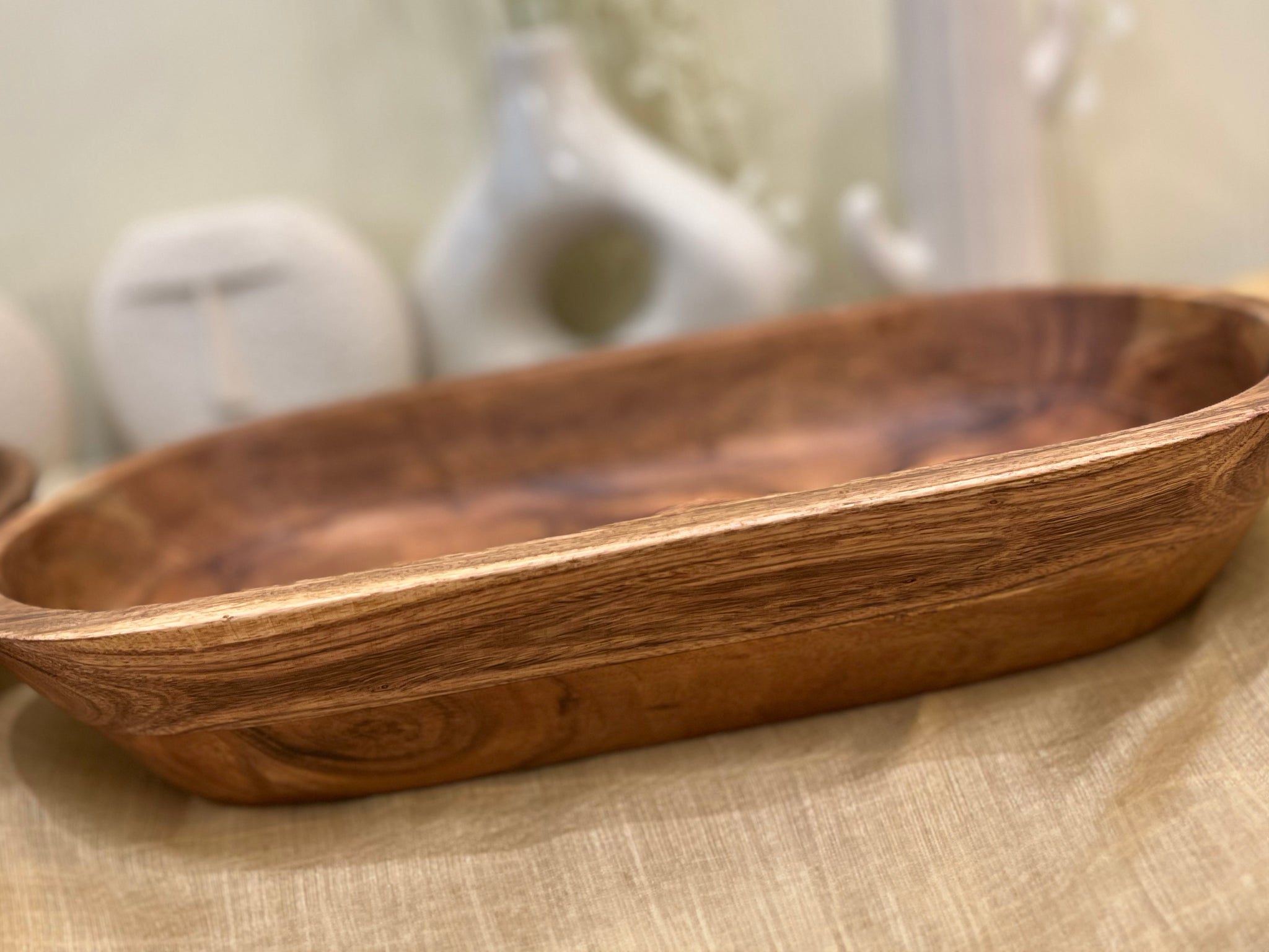 Acacia Natural Dough Bowl With Server  - Extra Large/Large (IND-NatDghBwlLG , IND-NatDghBwl)