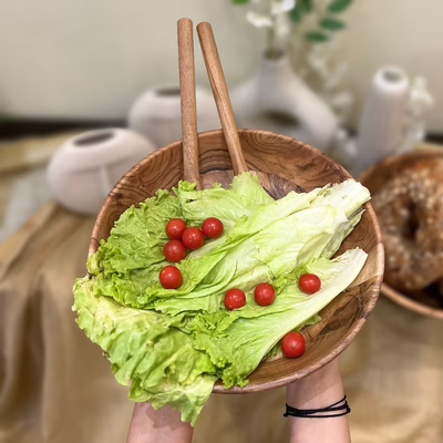 Natural Handcrafted Acacia Wood Salad Bowls