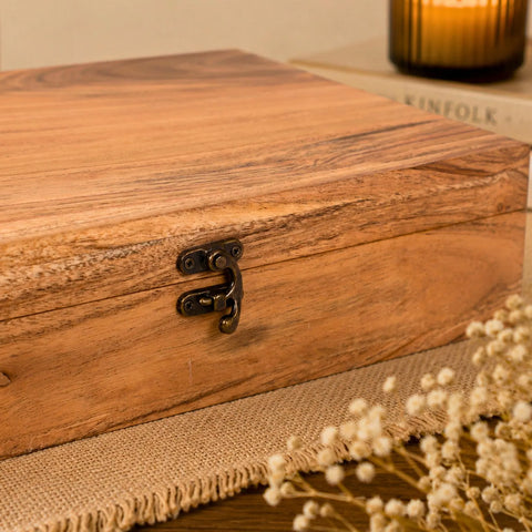 Personalized Memory Box: Bleached Acacia Keepsake Box, Wedding Gift, Anniversary Gift