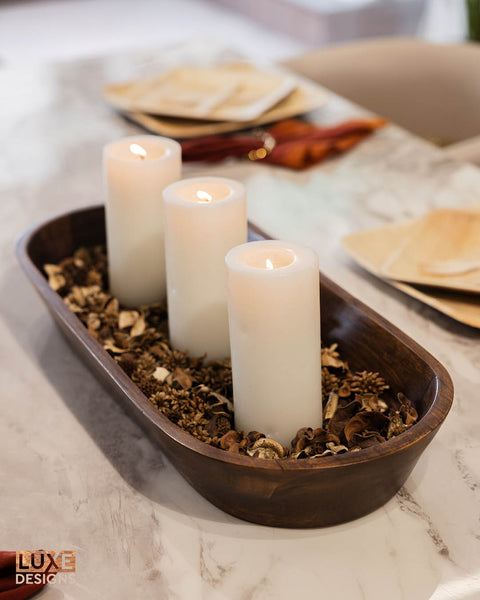 Wooden Dough Bowl - Natural Acacia Wood