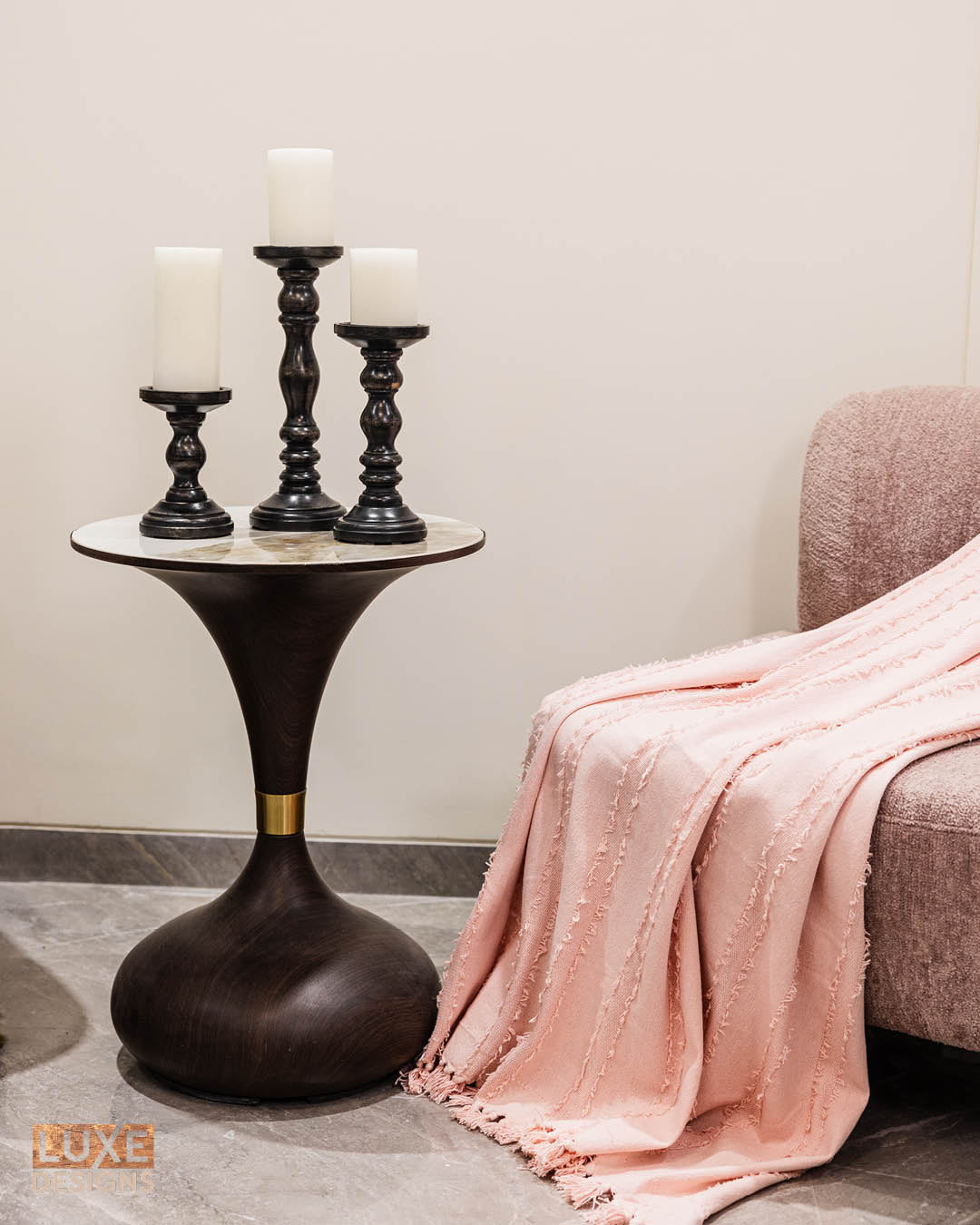Black Mango Wood Candle Holders, Set of 3