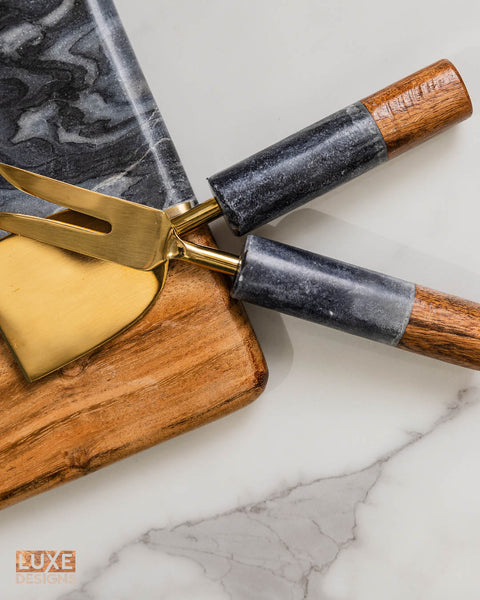 Black Marble and Wood PaddleBoard Cheeseboard