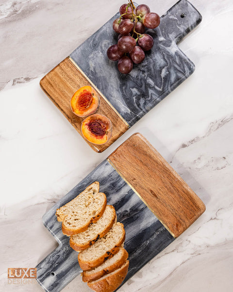 Black Marble and Wood PaddleBoard Cheeseboard