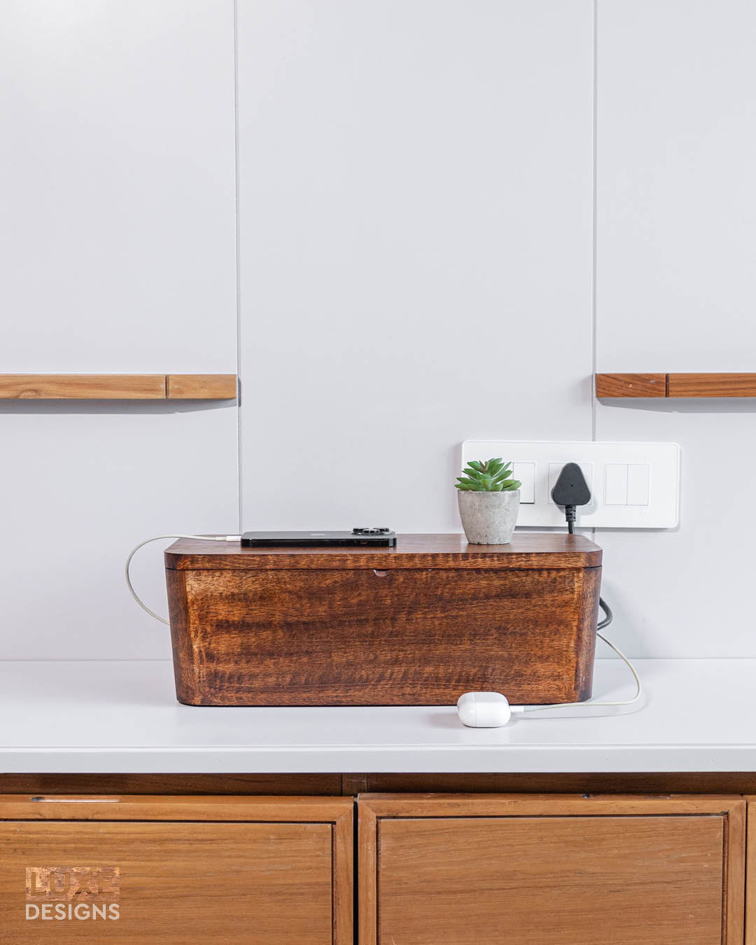 Cable Management Box - Mango Wood