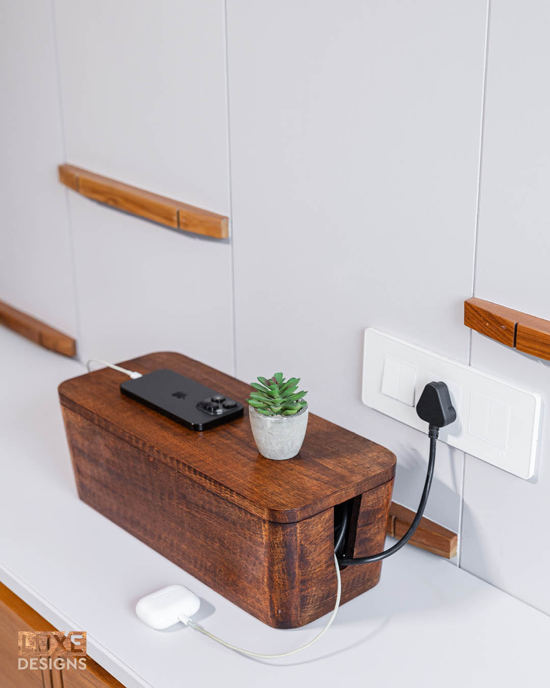 Cable Management Box - Mango Wood
