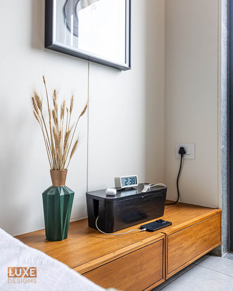 Cable Management Wood Box - Black