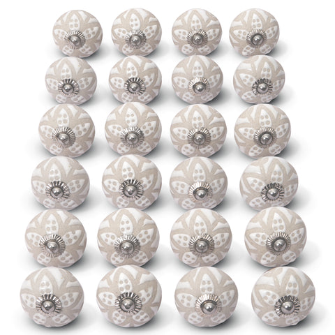 Off-White Floral Ceramic Cabinet Knobs