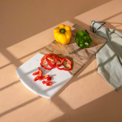 Cheese & Charcuterie Board | Mango Wood & White Marble Serving Board