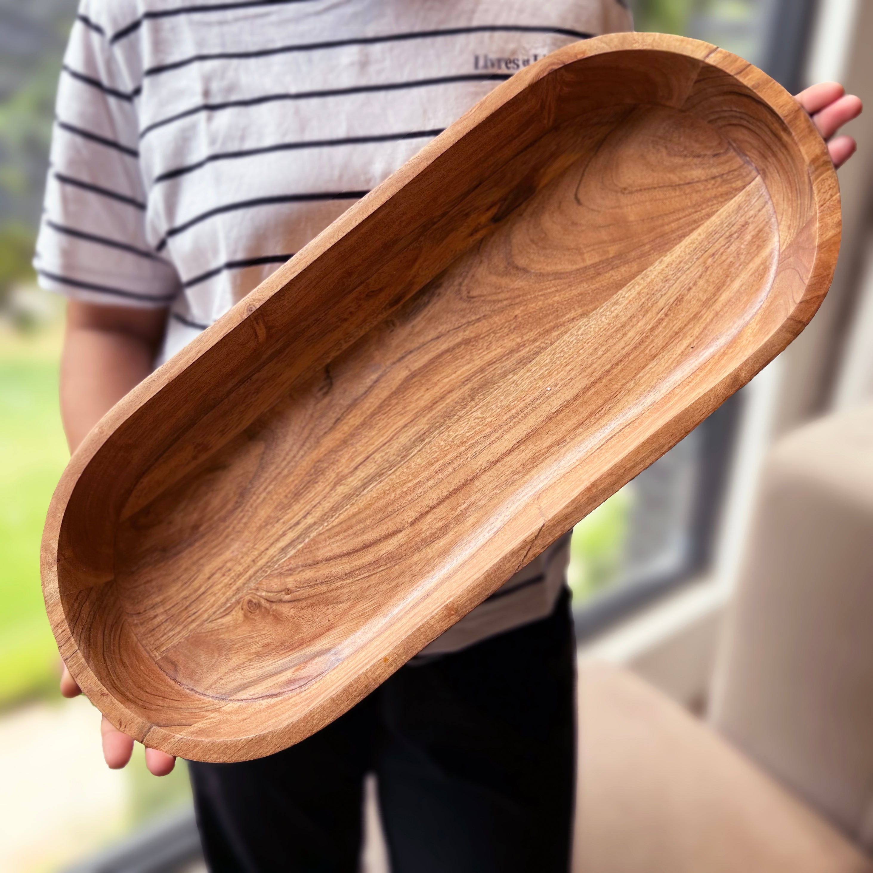 Acacia Natural Dough Bowl With Server  - Extra Large/Large (IND-NatDghBwlLG , IND-NatDghBwl)