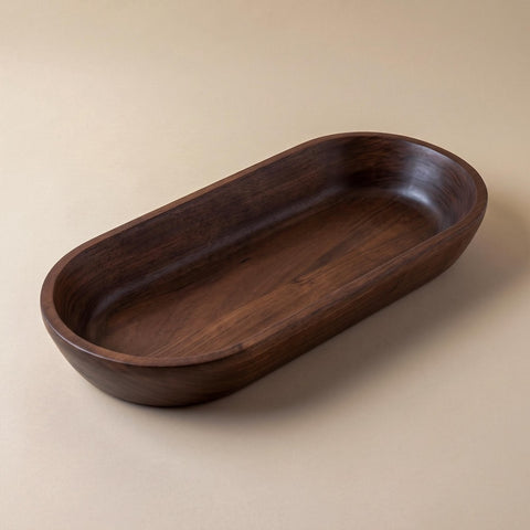 Wood Dough Bowl Extra Large, Rustic Wooden Bread Bowl, Handmade Table Centerpiece for Holiday Hosting (Dark Burnt)