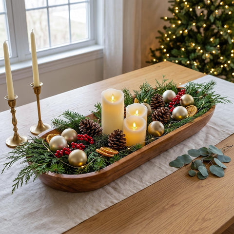 Wood Dough Bowl Extra Large, Rustic Wooden Bread Bowl, Handmade Table Centerpiece for Holiday Hosting (Dark Burnt)