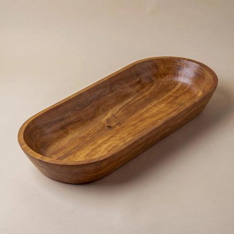 Wood Dough Bowl Extra Large, Rustic Wooden Bread Bowl, Handmade Table Centerpiece for Holiday Hosting (Dark Burnt)