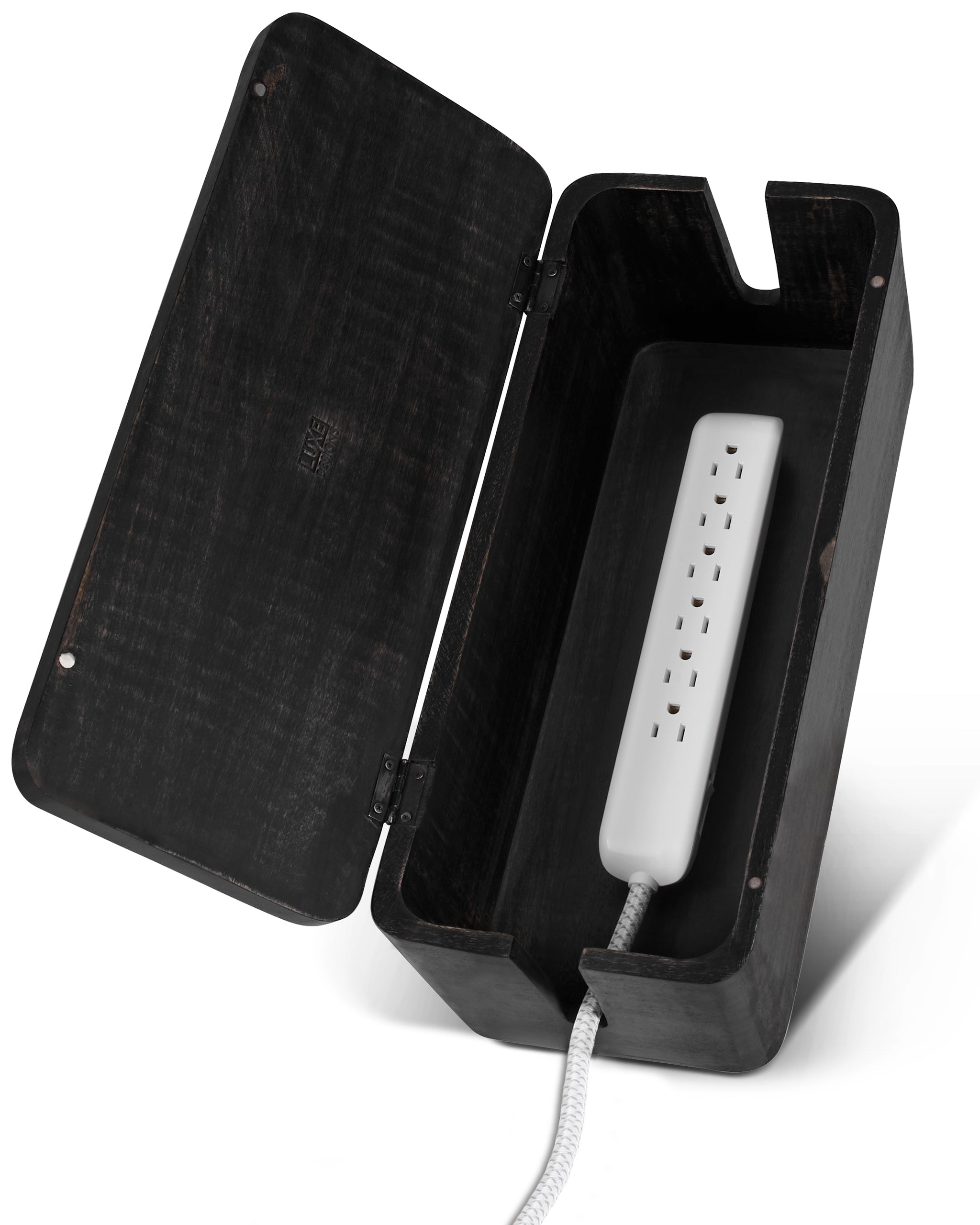 Black Mango Wood Cable Management Box