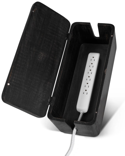 Cable Management Wood Box - Black