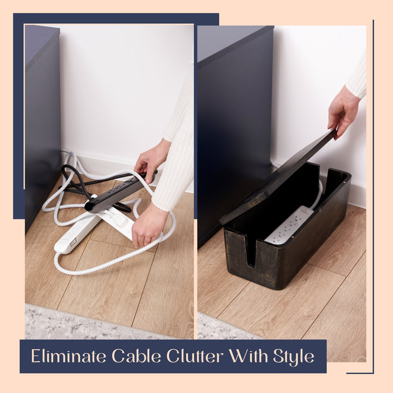 Cable Management Wood Box (IND-BlackMangoBox)